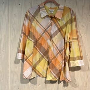 𝅺CJ BANKS button down blouse with embroidery SUZE 3X